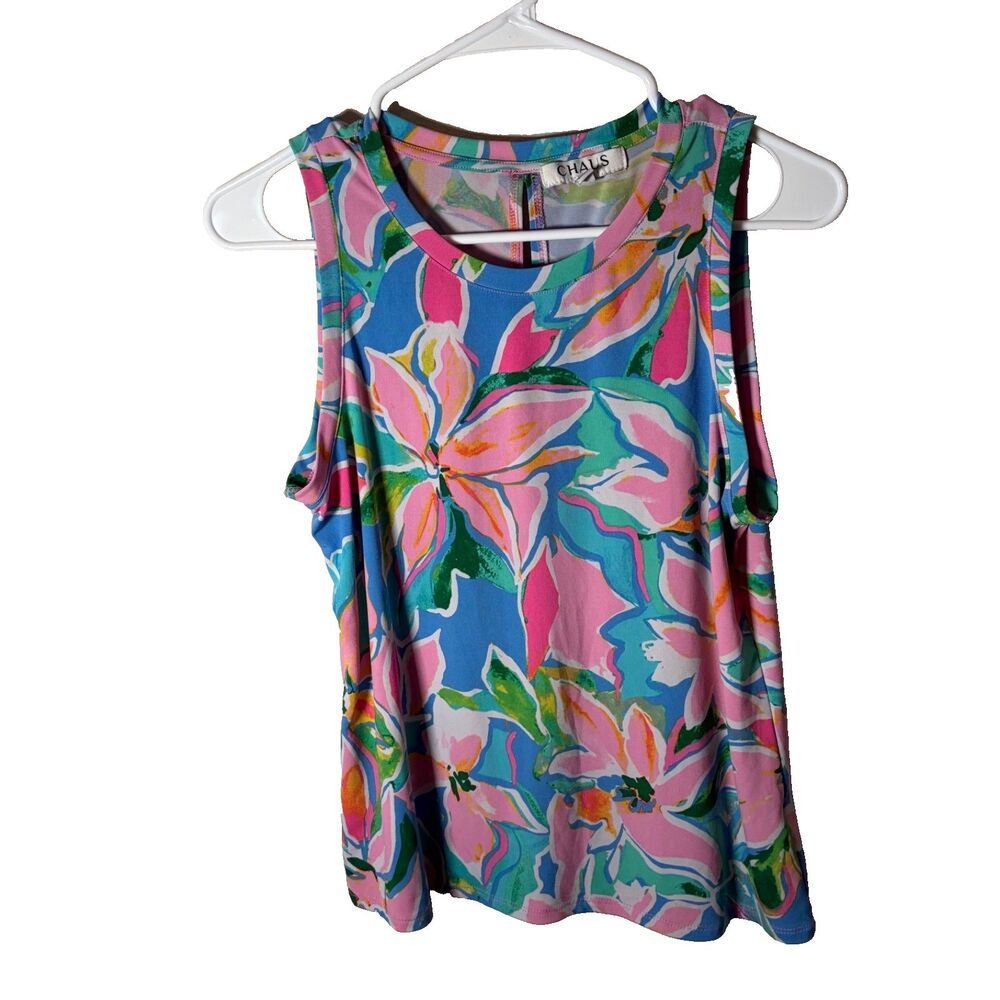 Chaus Tank Top Women's Small Colorful Sleeveless Artsy Shirt Casual Printed